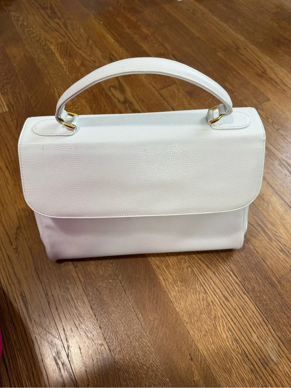 Preston & York White Textured Top-Handle Shoulder Bag